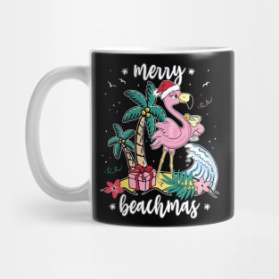 Funny Christmas Flamingo Merry Beachmas Womens Mug